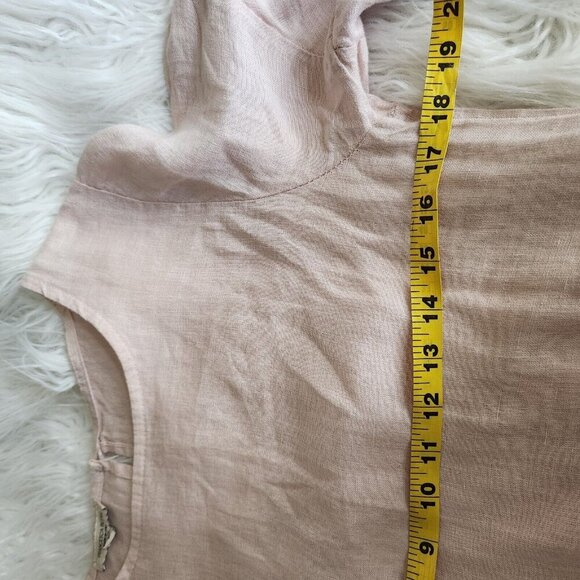 Francesca Bettin 100% Linen‎ Shift Dress S Layered Bell Sleeves Pink Made Italy - Picture 7 of 16